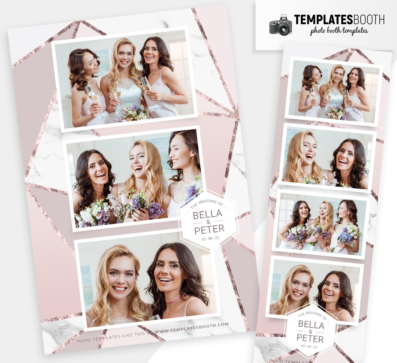Rose Gold Wedding DSLR Booth Template