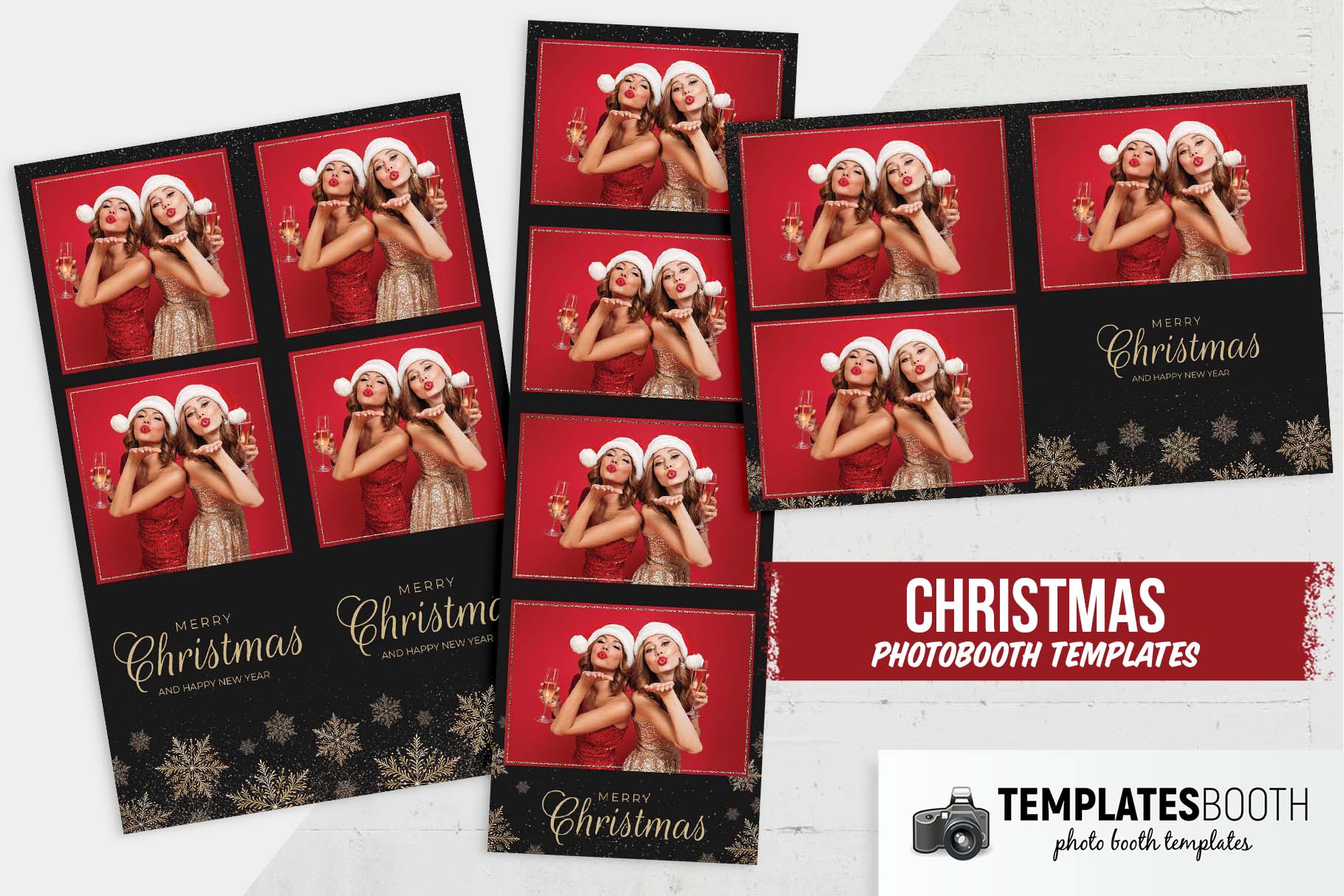 Black &amp; Gold Christmas DSLR Booth Template