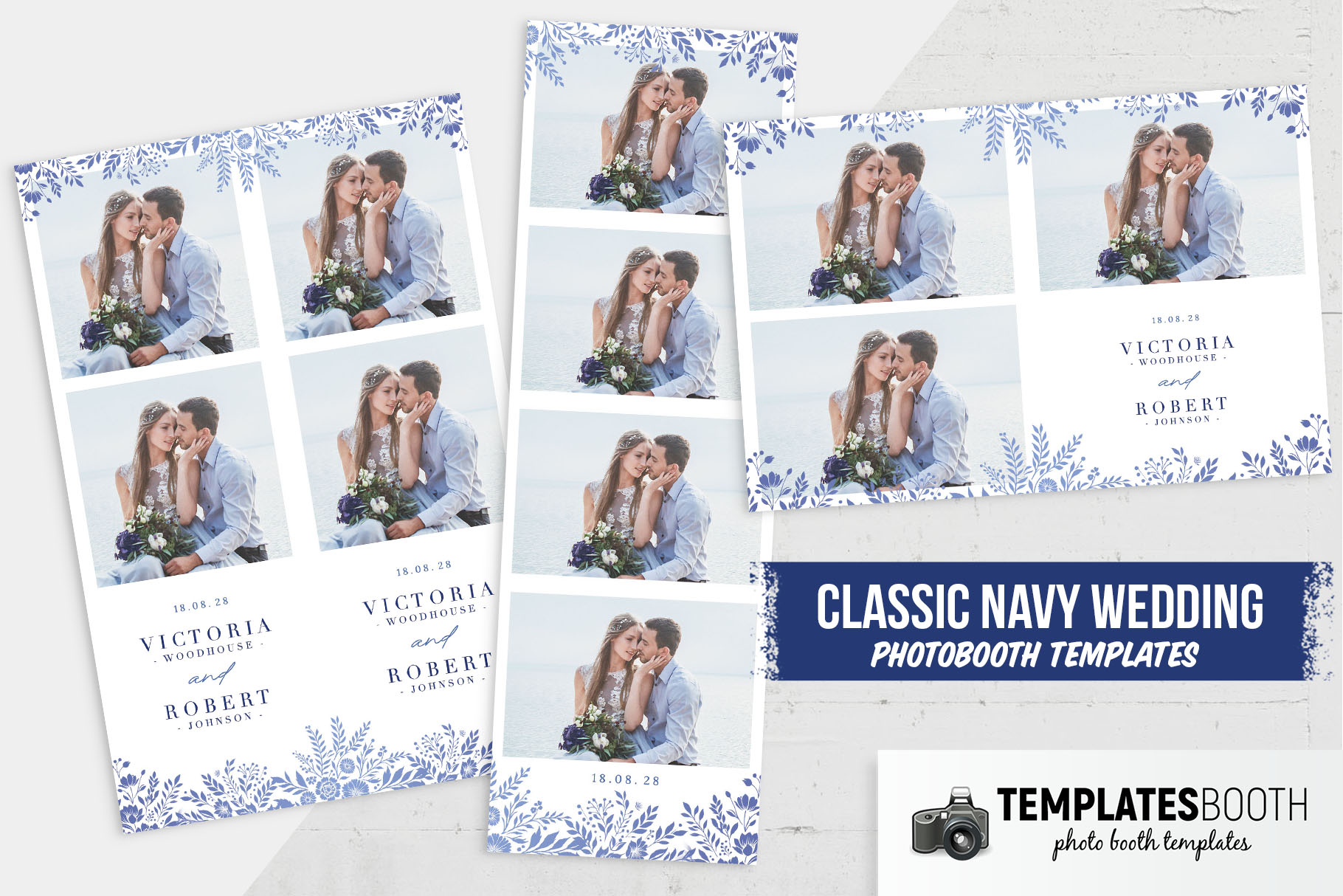 Minimal Blue Flowers DSLR Booth Template